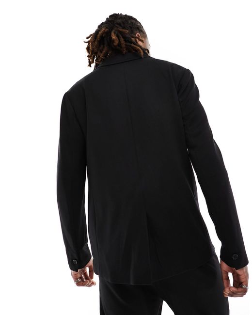 AllSaints Black Helm Structured Jersey Suit Blazer for men