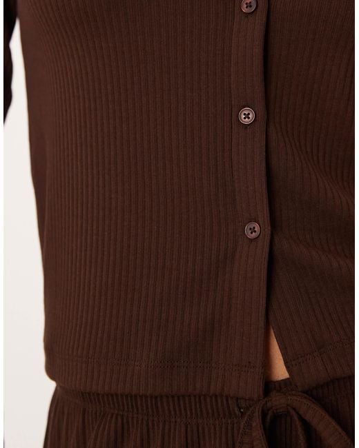 ASOS Brown – mix & match – gerippte lounge-strickjacken