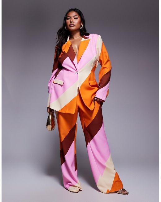 ASOS Orange Curve Co-ord Single Breasted Tailored Suit Blazer