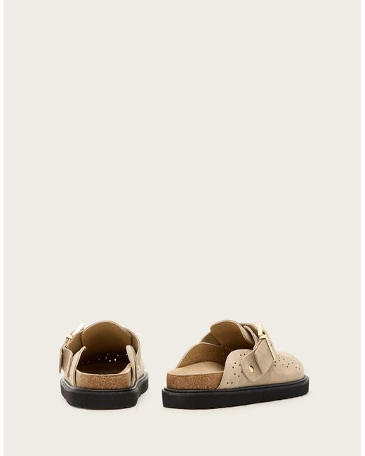 AllSaints Natural Skye Buckle Suede Mule