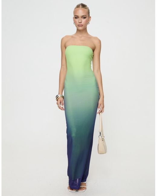 Princess Polly Green Stolen Love Bandeau Mesh Maxi Dress
