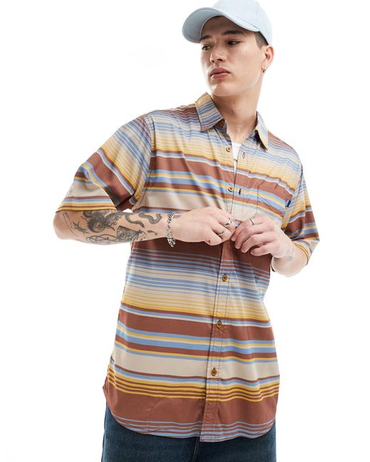 Kavu White Short Sleeve Stripe Shirt for men