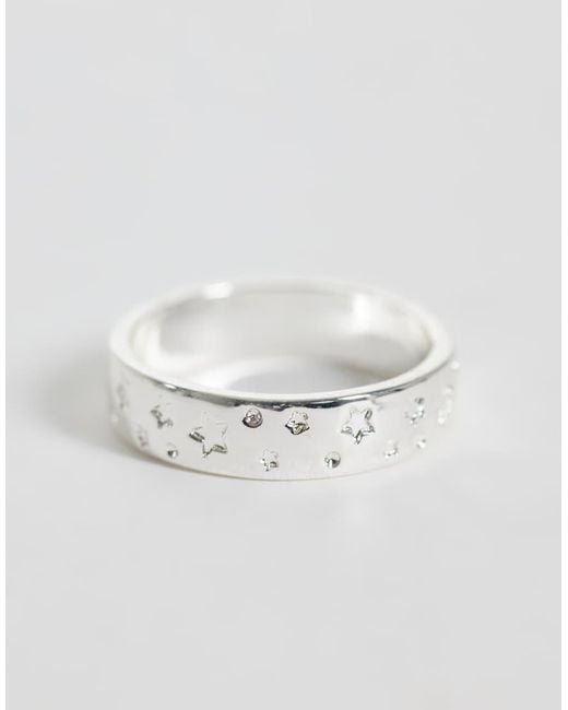 Reclaimed Vintage White Unisex Star Hammered Rings 2 Pack