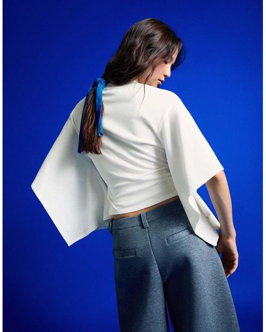 Bershka Blue Short Sleeve Cape T-Shirt