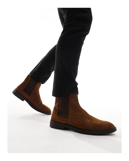 River Island Black Suede Chelsea Boot for men