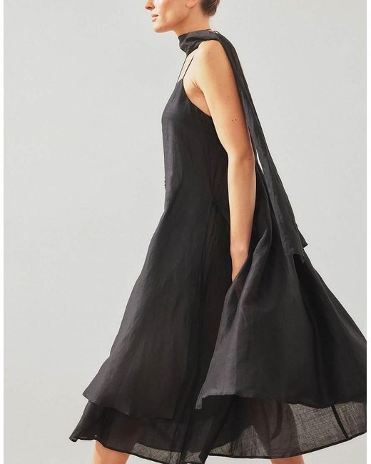 NA-KD White Ramie Scarf Detail Midi Dress