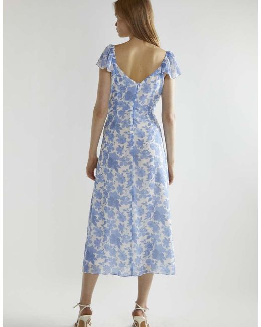 Glamorous Blue V Neck Midi Dress