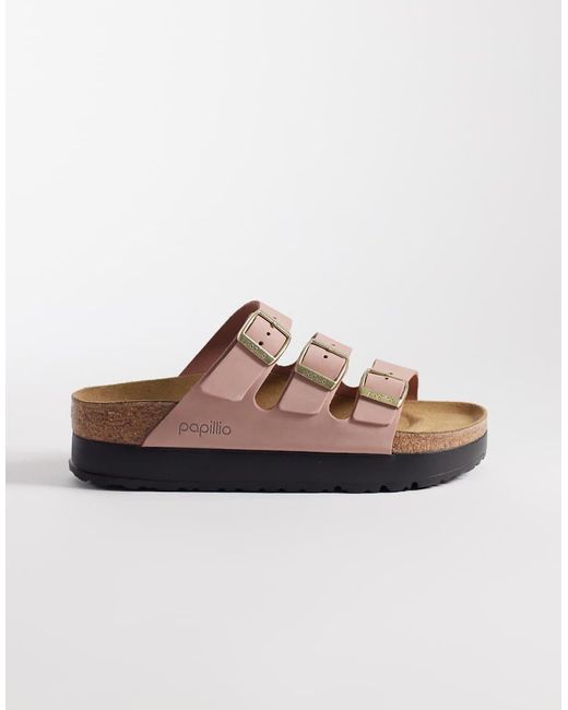 Birkenstock Brown Florida Flex Platform Leather Sandals