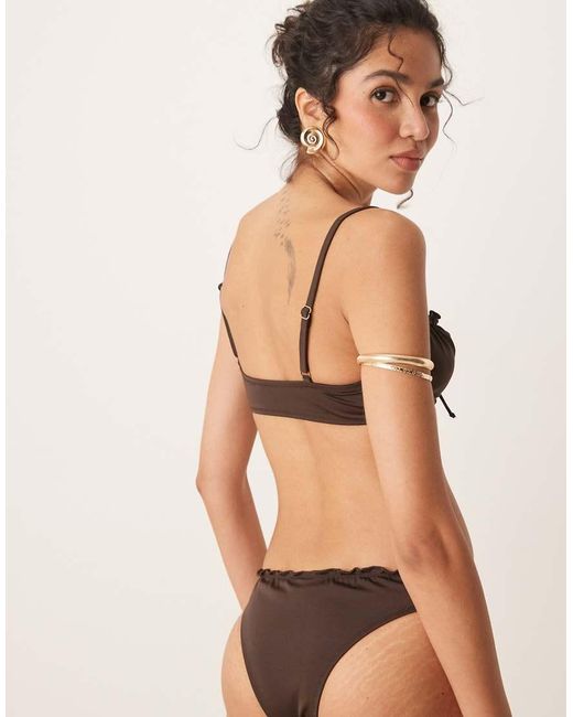 Free Society Brown Ruched Bikini Bottom