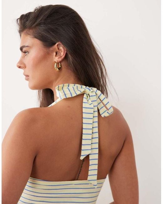 The Frolic Multicolor Exclusive Jersey Sweetheart Neckline Halter Top Co-ord