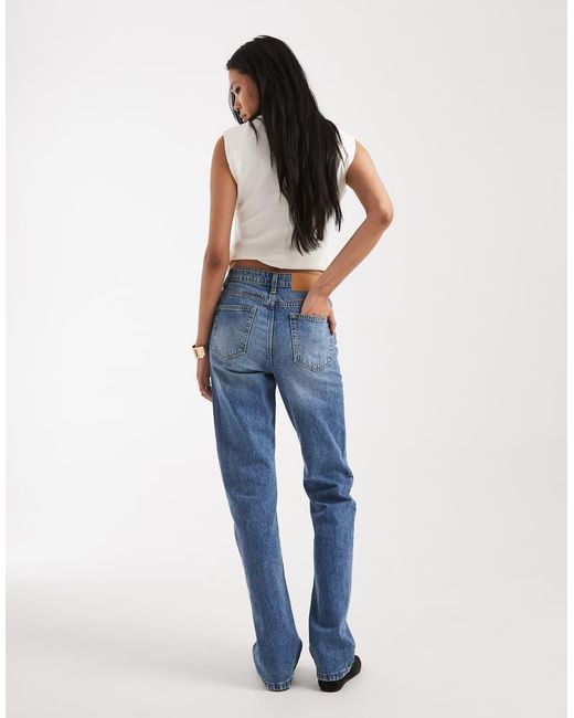 ASOS Blue Asos Design Tall High Waisted Slim Straight Jeans
