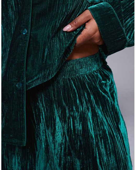 ASOS Blue Asos Design Curve Velvet Texture Pajama Set