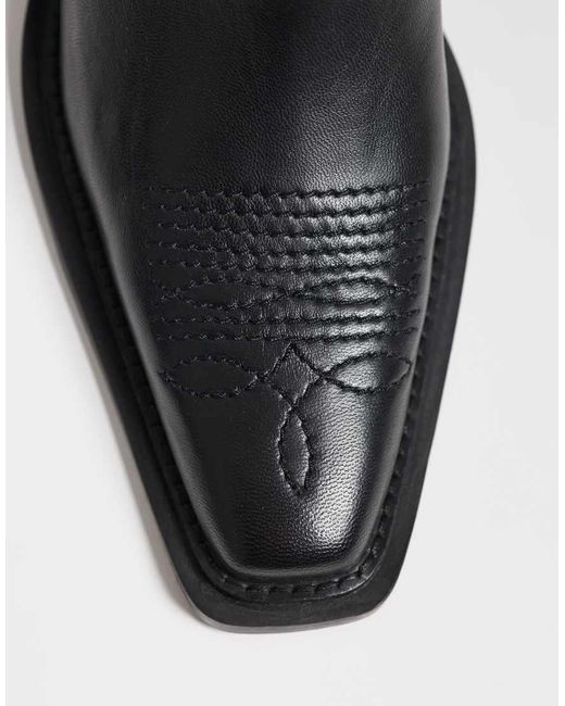 ASOS Black Ace Premium Western Ankle Boot