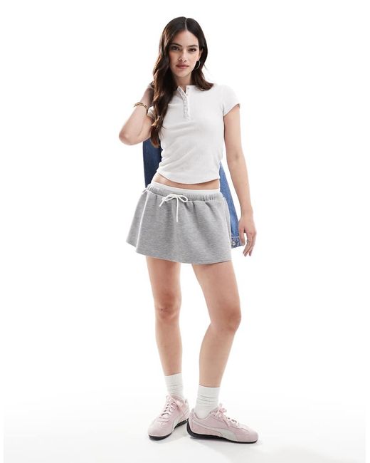Bershka Mini Skaterrok Met Dubbele Tailleband in het White