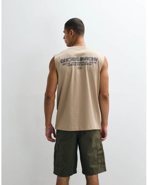 ASOS Brown Oversized Tank With Text Graphic for men