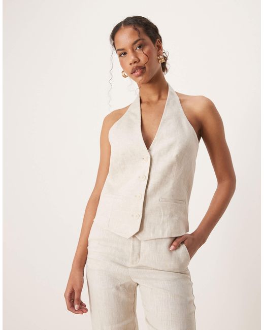 Mango Gray Linen Waistcoat Co-ord