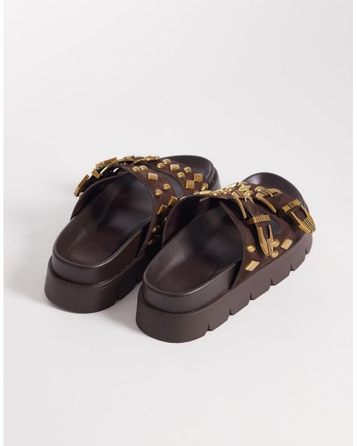 ASOS Brown Flair Boho Studded Sandal