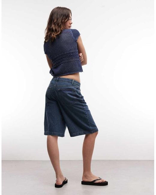 Noisy May Blue baggy Denim Shorts With Seam Detail