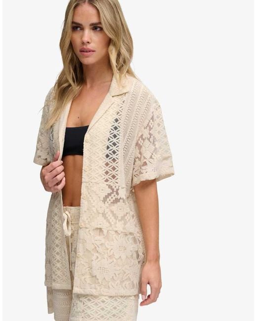 Superdry Natural Lace Patchwork Beach Resort Shirt