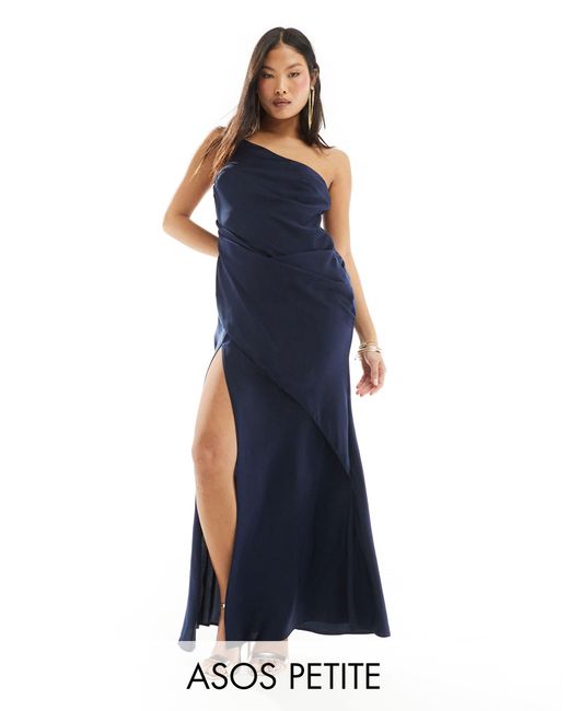 ASOS Blue Asos Design Petite One Shoulder Maxi Dress
