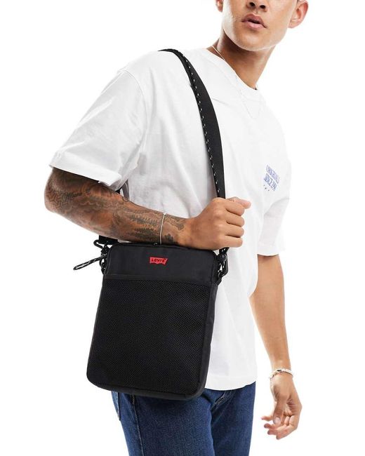 Borsa Con Doppia Tracolla Nera Con Logo di Levi's in White da Uomo