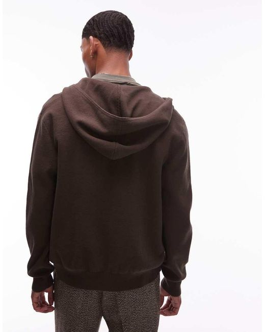 DOUBLE A by WOOD WOOD Brown Curt Double Zip Through Knit for men