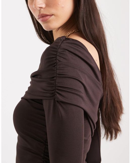 4th & Reckless Black Double Layered Slinky Drape Shoulder Detail Mini Dress