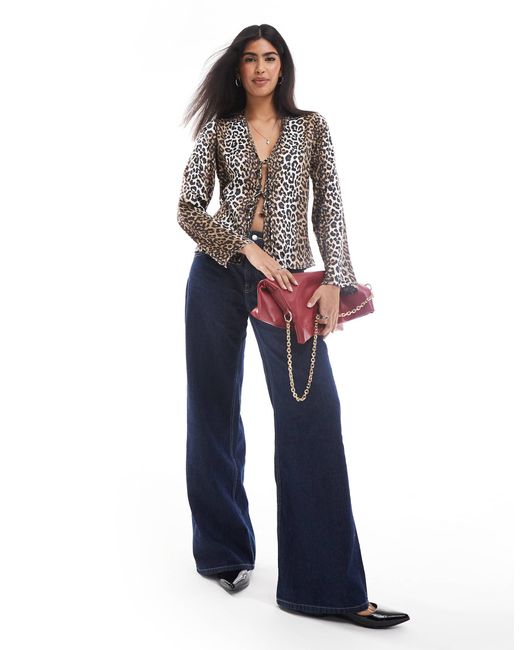 ONLY Blue Tie Front Blouse
