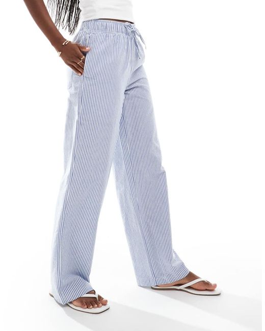 Superdry Blue Cotton Stripe Elasticated Trousers