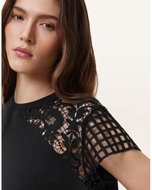 AllSaints Black – zala – gehäkeltes oberteil
