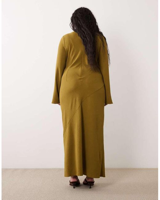 ASOS Green Asos Design Curve High Neck Scarf Detail Maxi Dress