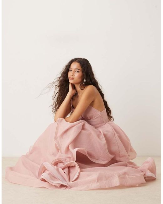 True Decadence Pink V Neck Maxi Dresses
