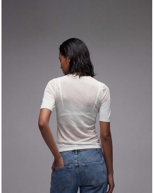 & Other Stories Gray Crew Neck Thin Knitted T-shirt
