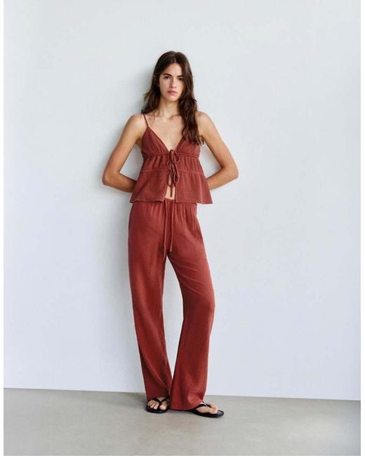 Pull&Bear Textured Strappy Top