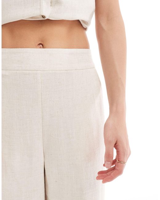 Pieces White Wide Leg Linen Trousers Co-ord