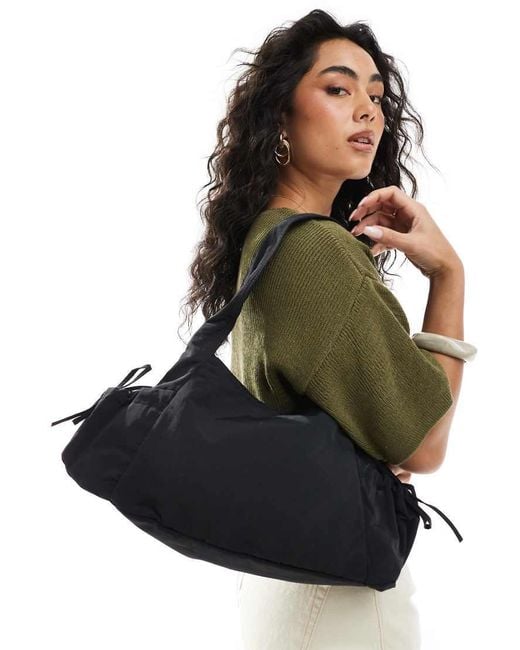Monki Blue Slouchy Tote Bag With Tie Pockets