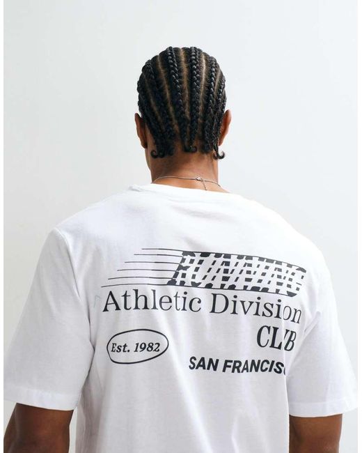 Jack & Jones White Oversized T-shirt With Running Club Back Print for men