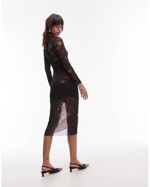 AllSaints Natural – nora – midikleid aus glitzer-netzstoff