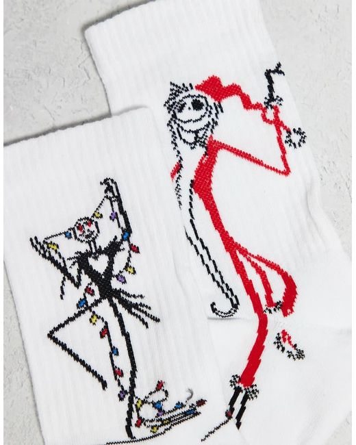 ASOS White Disney 2 Pack Socks With Nightmare Before Christmas Graphic for men
