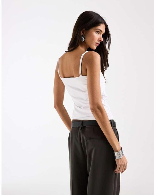 ASOS White Longline Double Layered Scoop Neck Cami