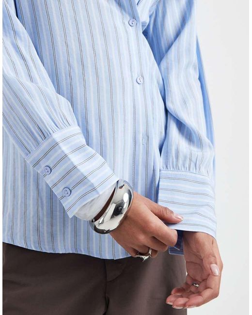 Glamorous Blue Asymmetric Button Fitted Shirt