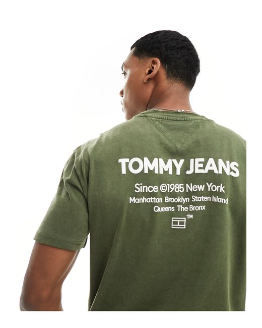 Camiseta lavado básica Tommy Hilfiger de hombre de color Green