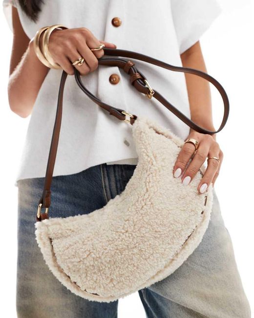 Accessorize White Shearling Cross Body Bag