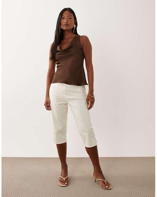 New Look Brown Satin Cowl Neck Top