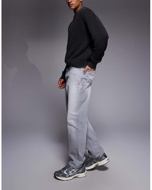 ASOS Gray Straight Leg Jeans for men