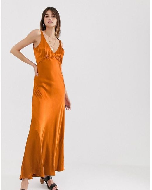 Gestuz Orange Tilja Satin Maxi Dress