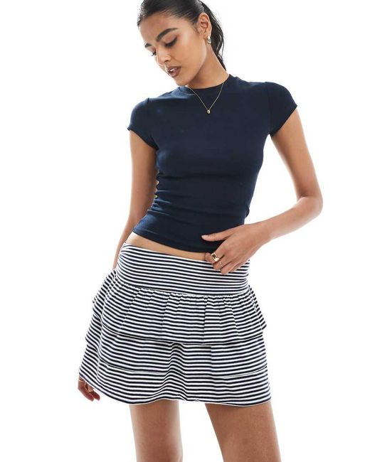 Hollister Gebreide Short Met Ruches En Halfhoge Taille in het Blue