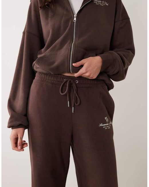 Abercrombie & Fitch Brown High Rise Wide Leg jogger Co-ord