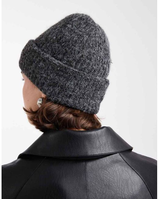 Vero Moda Grofgebreide Beanie Van Harig Garen in het Gray