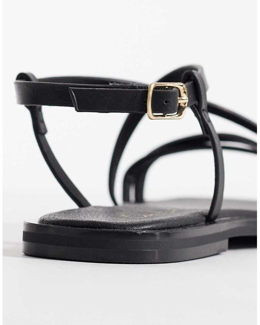 New Look Black Multistrap Flat Sandal